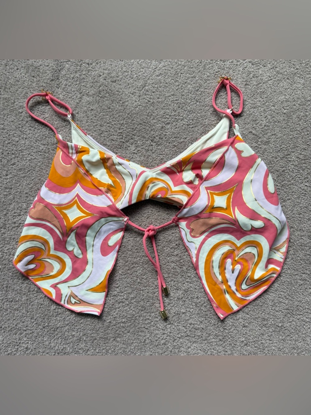 NEW - BEACH BUNNY - Keoni Crop Top - Pink Multi - NWOT